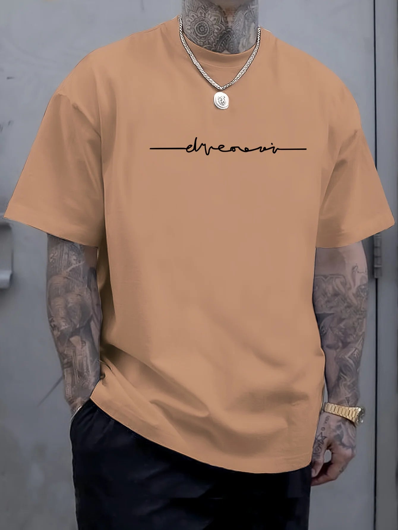 Summer Casual Men's T-shirt Clothing Simple Daily Letter Graphic Printed T-shirt Oversized Loose Round Neck Short Sleeve Tee