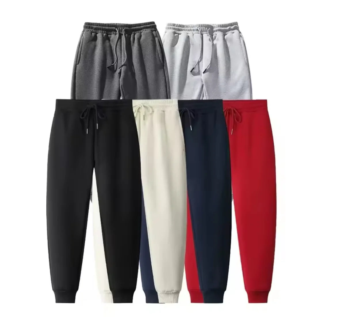 Men's Casual Sweatpants Fleece Sports Pants Unisex Fashion Solid Loose Trousers Streetwear Autumn Winter Jogging Fitness Pants