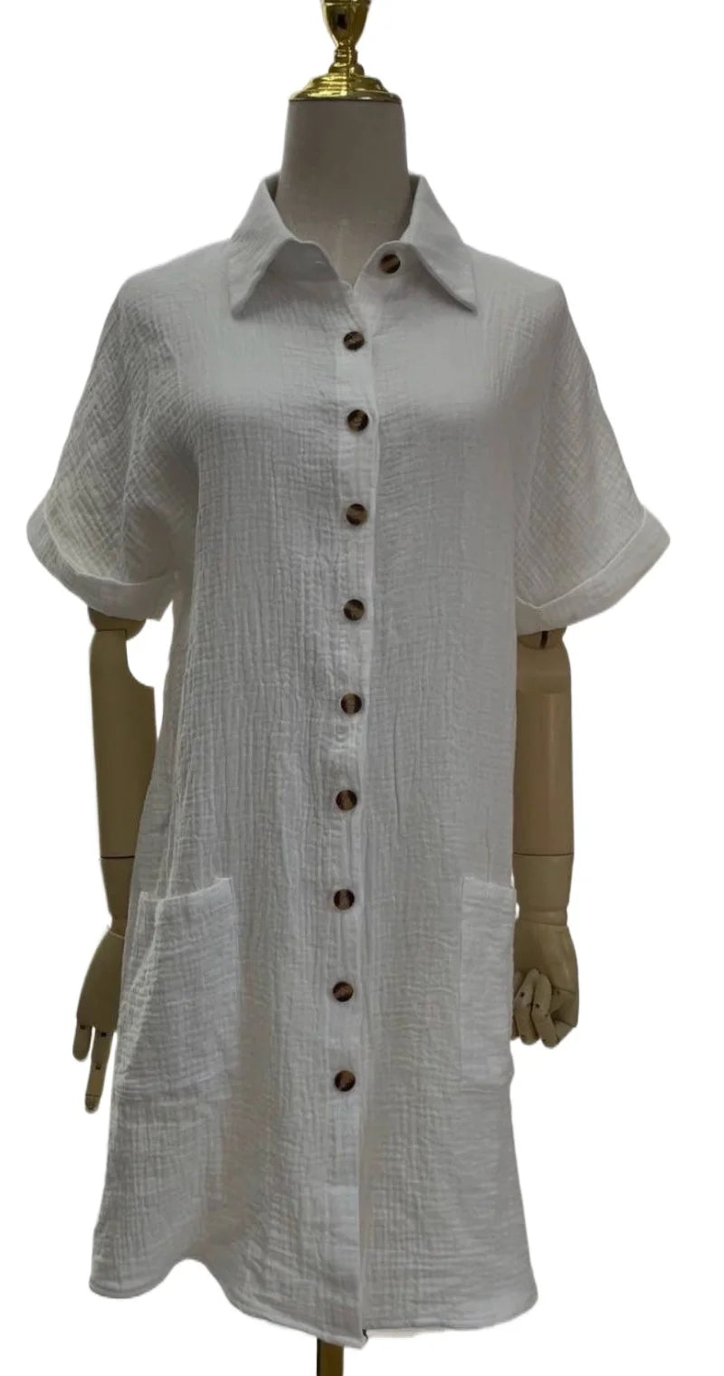 Fashion Casual Cotton Linen Style Dress Woman Short Sleeved Loose Dresses for Women Harajuku Long Shirts Ropa Mujer Vestido
