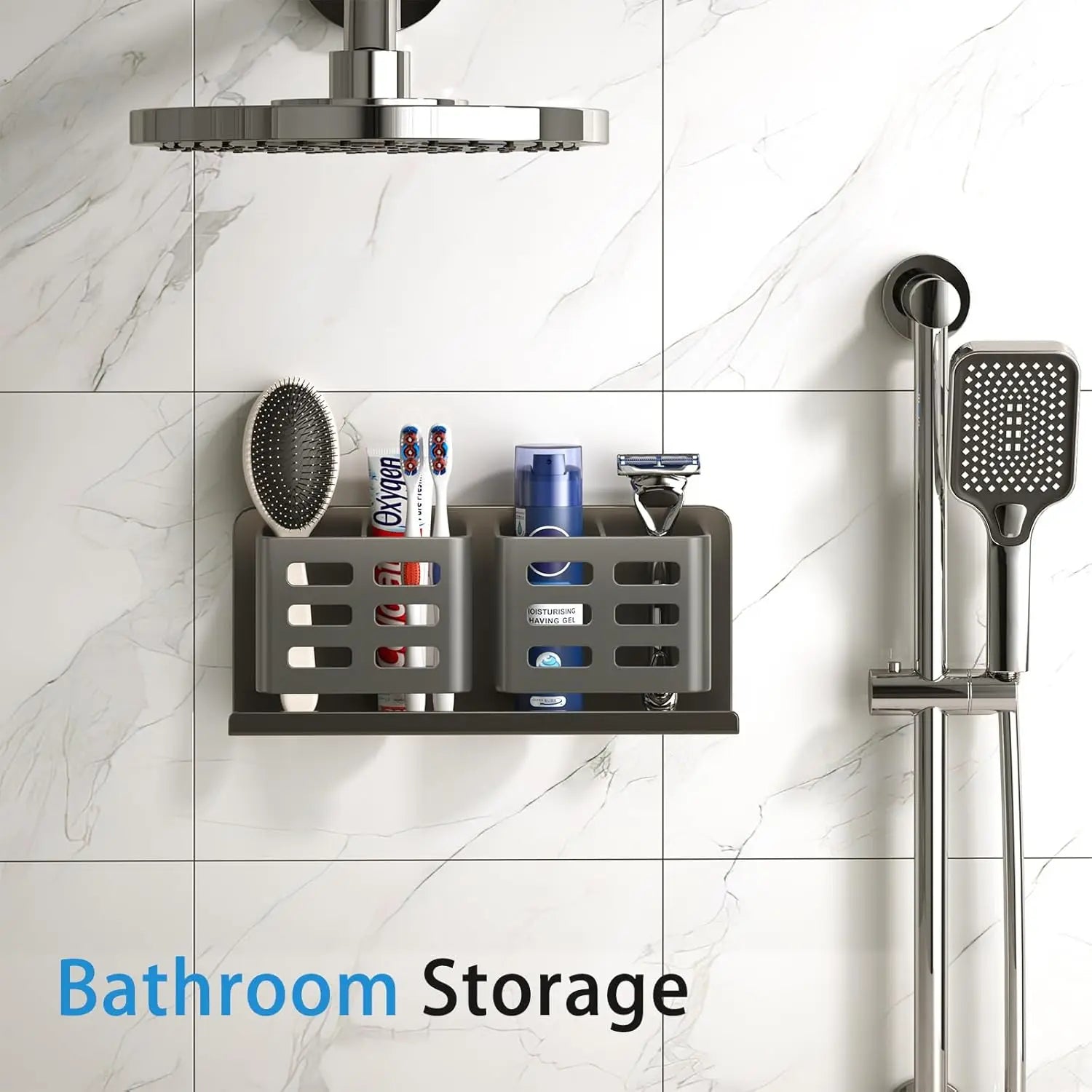 Wall Mounted Storage Holder 1Pc Hanging Bracket Box for Bathroom Toiletries Kitchen Office Adhesive or Screw Mount Sturdy