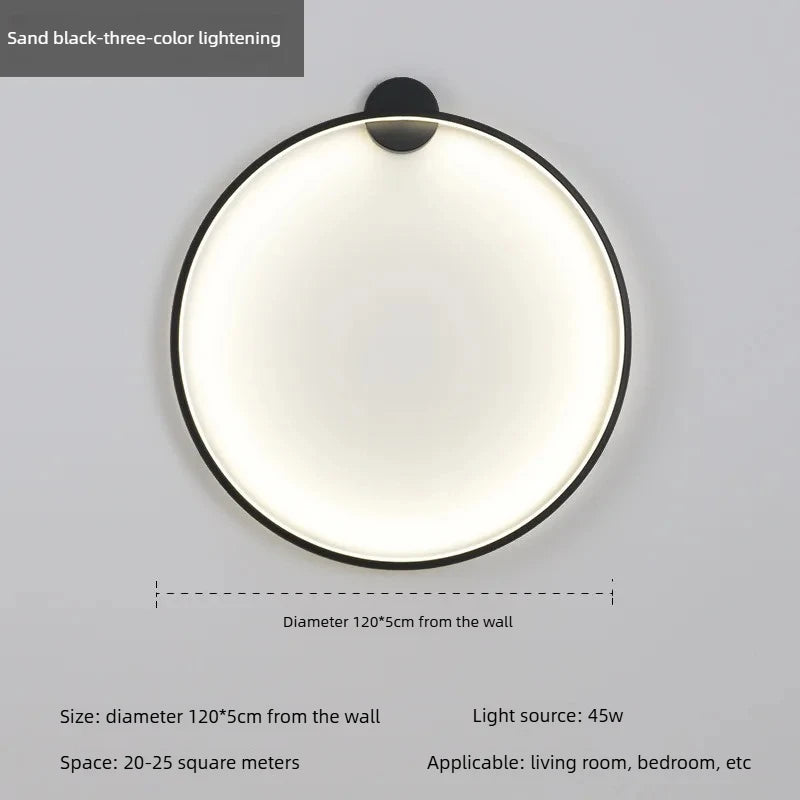 Minimalist LED Circle Background Wall Lamp Home Indoor Decor Wall Sconces Living Room Hall Hotel Wall Lights Bedside Light Black