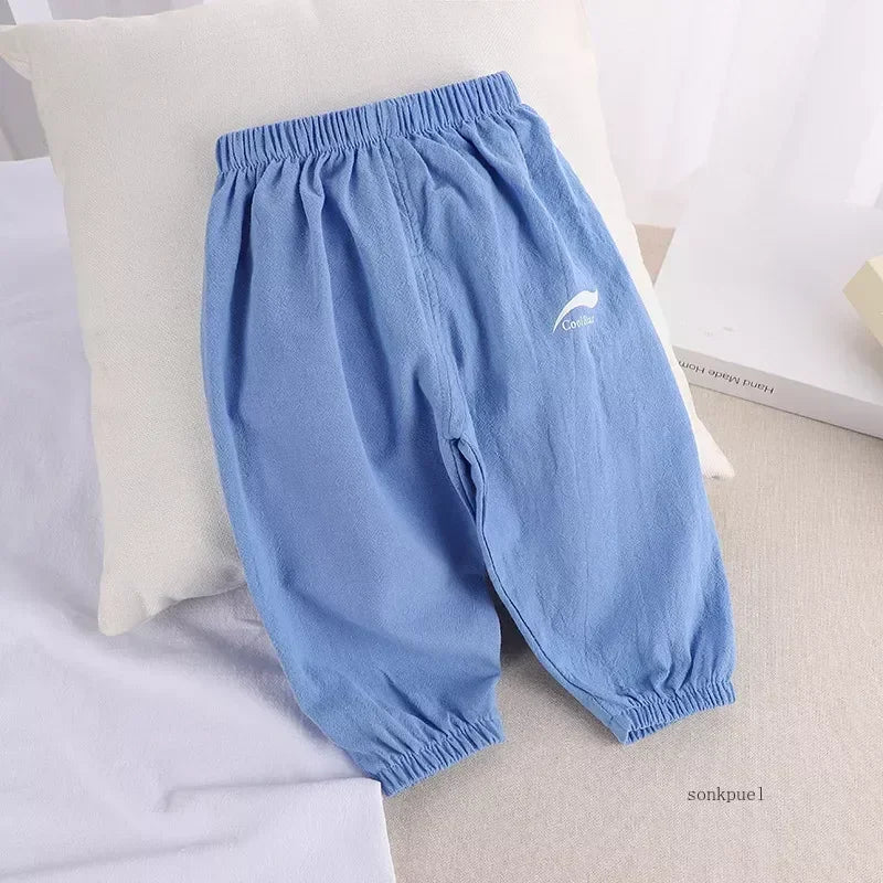 2024 New Children's Pants Summer Baby Boys and Girls Trousers Cotton and Linen Pants