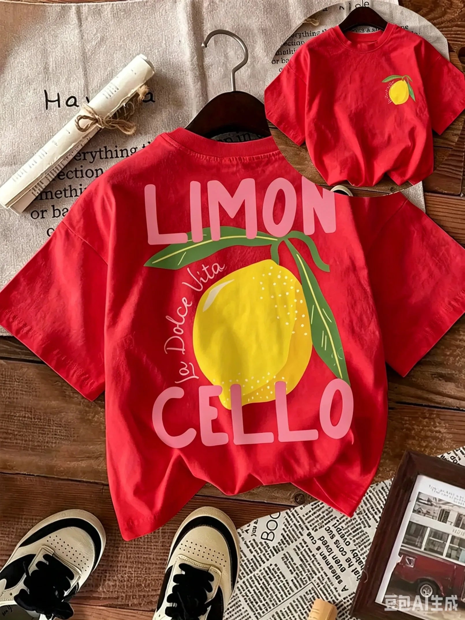 New Summer Cotton T-Shirt for Kids, Daily Casual Style, Breathable and Comfortable, Short-Sleeved, with a Cartoon Lemon Print.