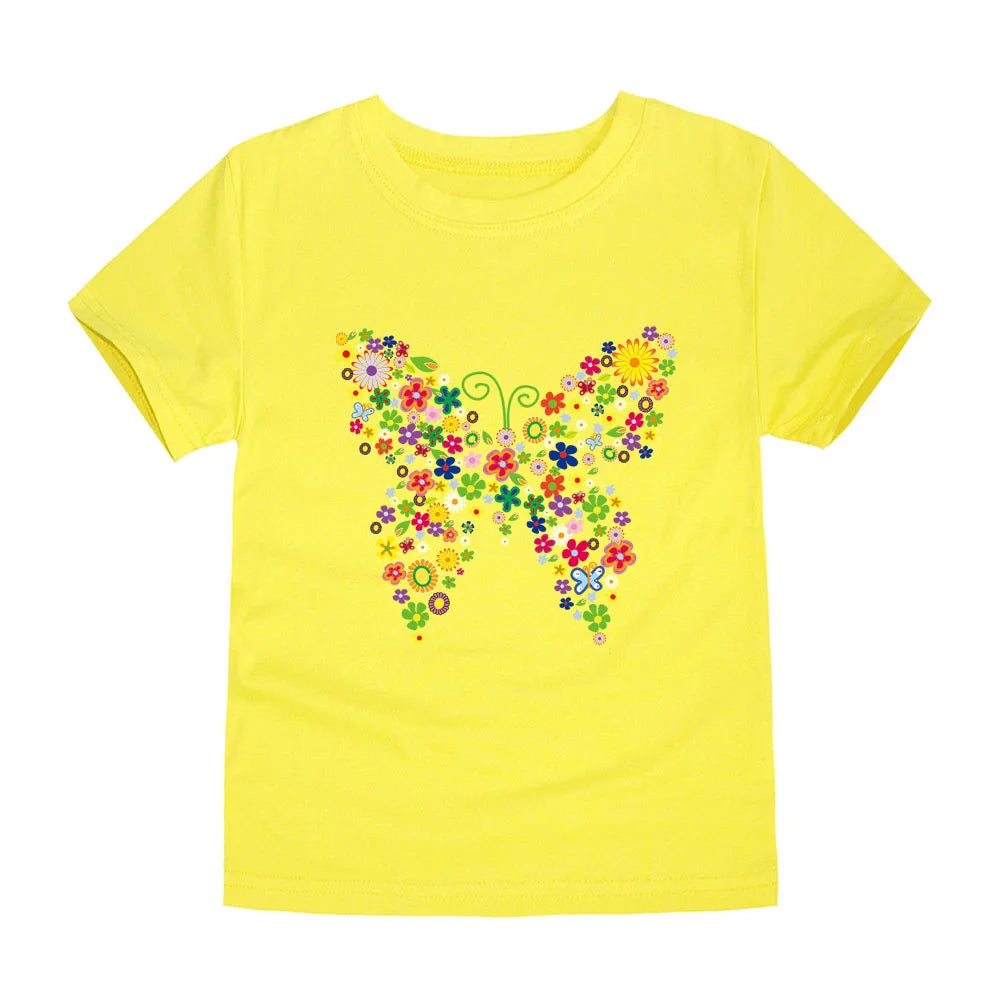 Child Kids Tshirts for Girls Clothes 2024 New Summer Pink Red Blue Luxury Toddler Girl T Shirt Kawaii Unicorn Flower Korean Tees