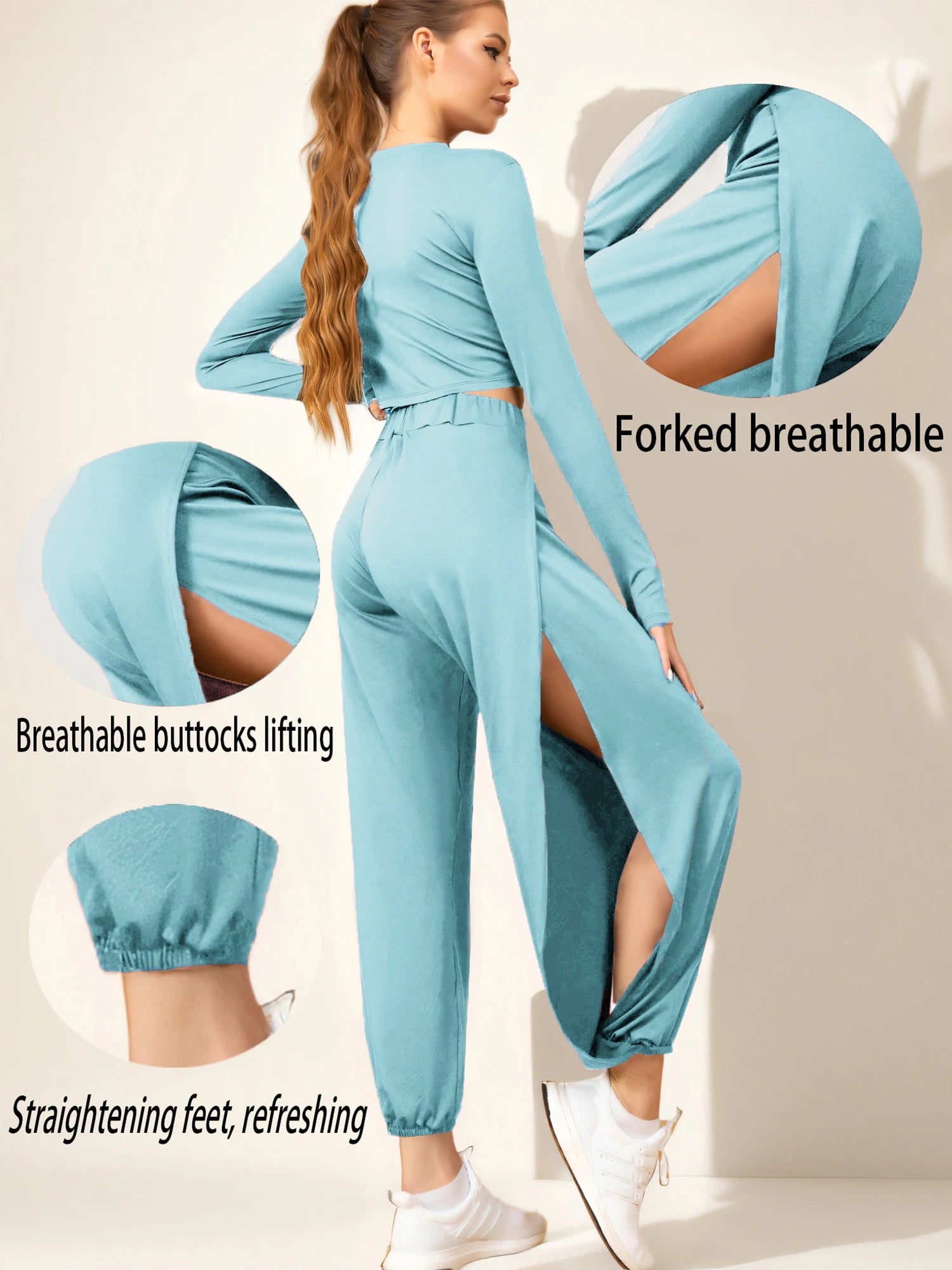 Fashionable Elastic Waist Women's High Split Hippy Casual Harlan Pants Yoga Pants High Waist Women's Pants