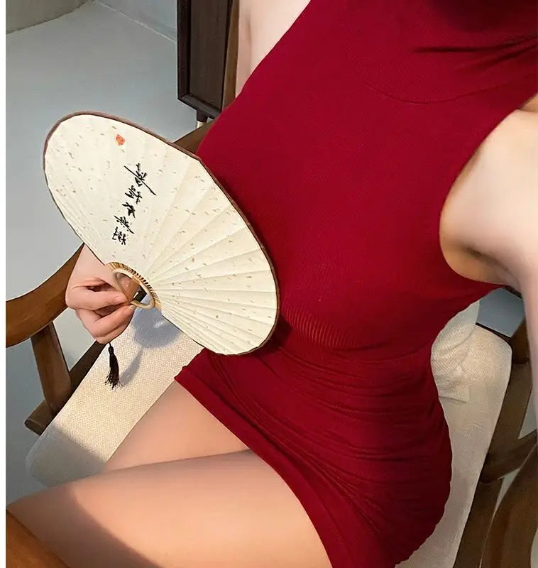 Sleeveless Bodycon Dress Women Turtleneck Pleated Mini Dresses Summer Sexy Black Skinny Stretchy Party Club Vestidos