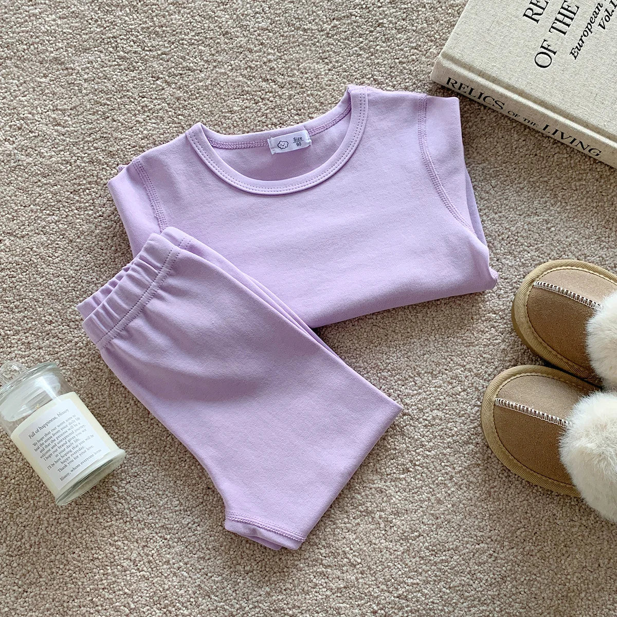 2-10T Toddler Kid Baby Boy Girl 2pcs Pajamas Clothes Set Long Sleeve Top Pant Suit Homewear Cotton Two Piece PJ Set Outfit