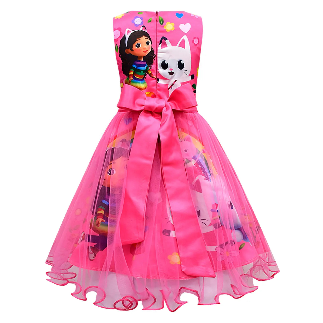 Gabby's Dollhouse Kids Summer Gabby Cats Dress Baby Girls Cute Lace Princess Dress Toddler Girls Birthday Party Dresses Headwear