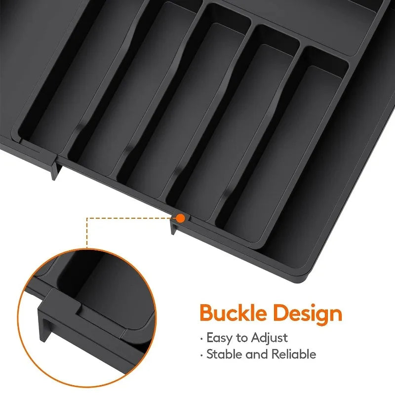1Pcs Upgradation Adjustable Flatware Tableware Organizer – Plastic Multifunctional Drawer Organizer for Kitchen Counter Utensils