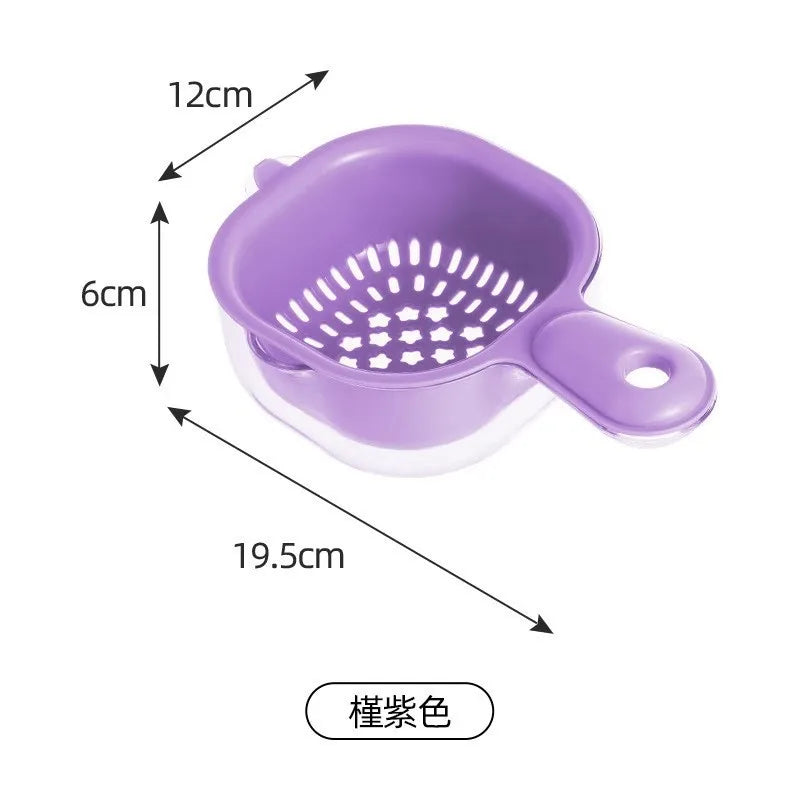 1pcs Dopamine Drainage Basket Fruit Washing Artifact Double-layer Food Grade Thick Wall Hanging Fruit Basket Kitchen
