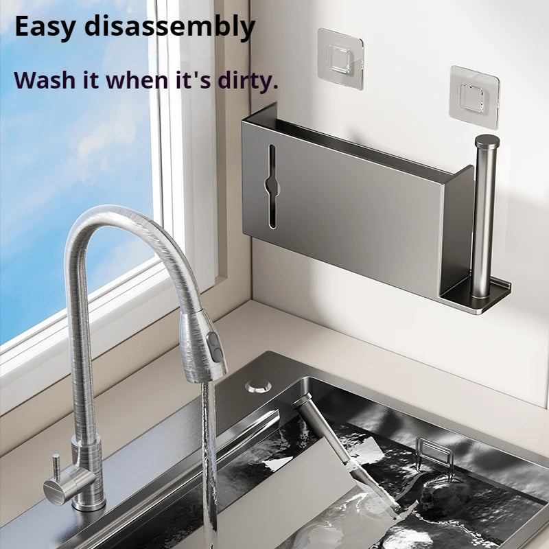 Kitchen Paper Towel Holder Adhesive Tissue Hanger Punch-Free Roll Paper Dispenser Cabinet Storage Napkin Rack