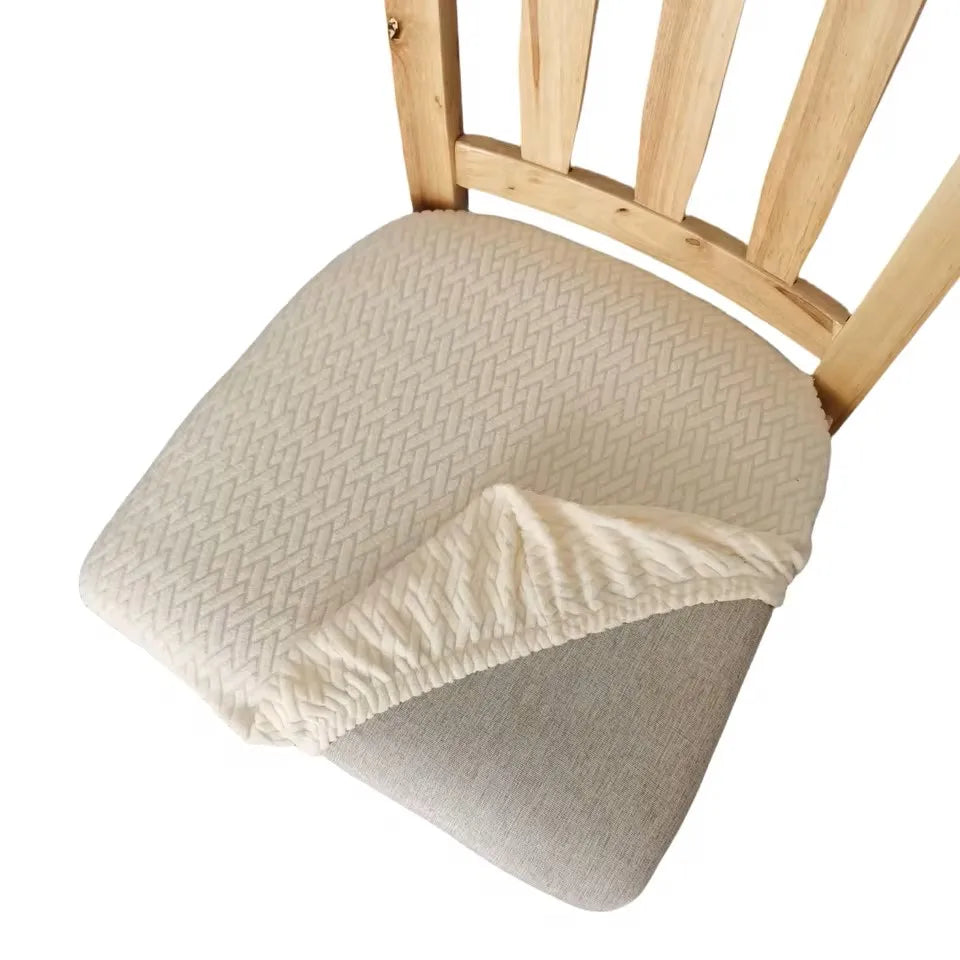 Thickened Chair Cover Solid Color Chair Seat Cushion Cover Suitable For All Seasons Jacquard Elastic Chair Cushion Cover For D