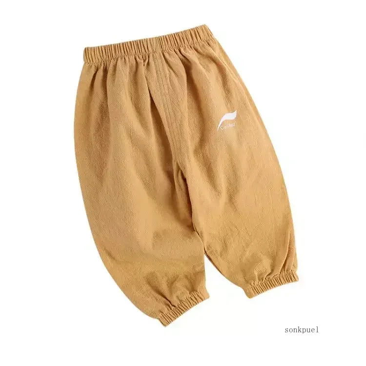 2024 New Children's Pants Summer Baby Boys and Girls Trousers Cotton and Linen Pants