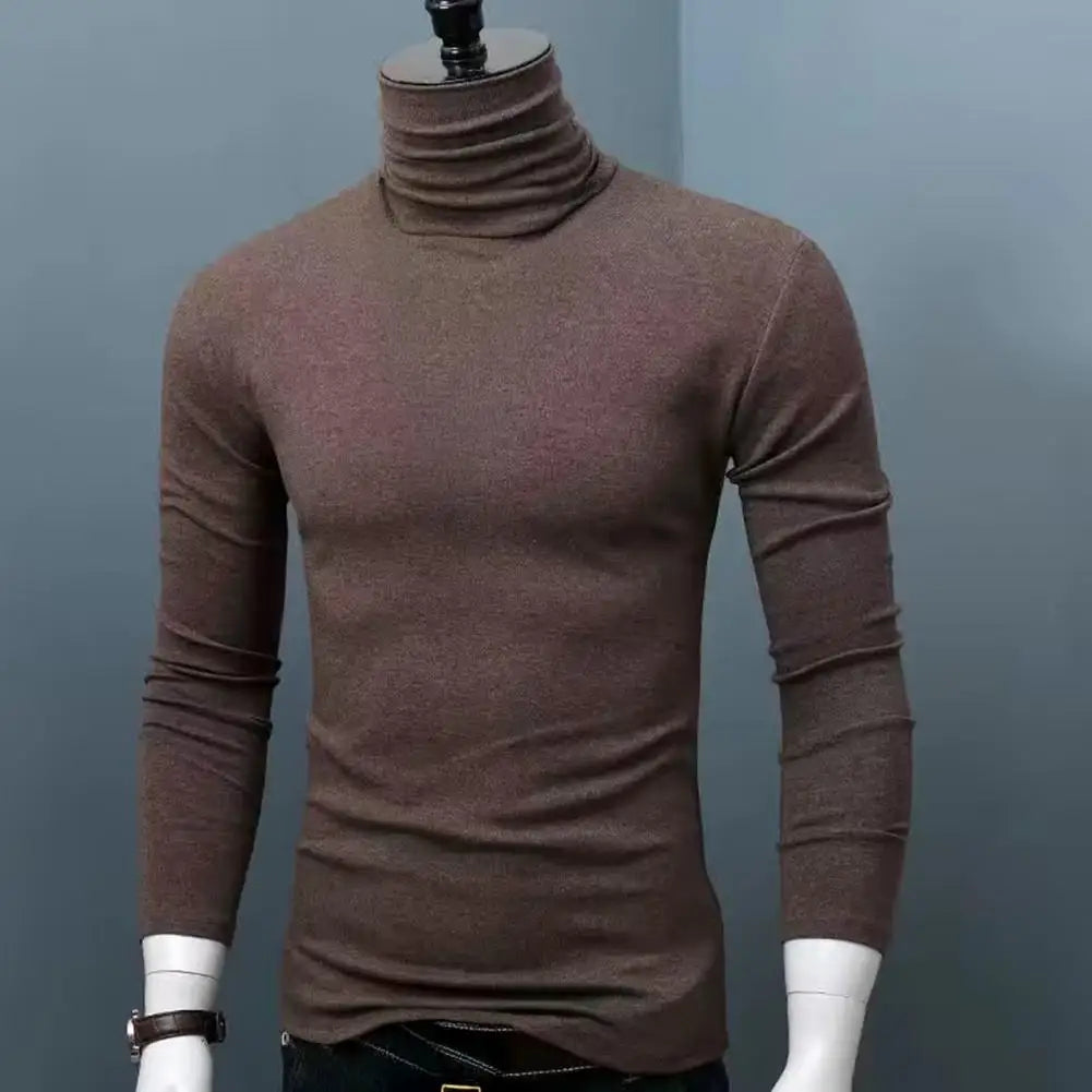 Fall Winter Men Turtleneck Top Long Sleeve Base Shirt Slim Fit Pullover Casual Warm Tee for Cold Weather Slim Fit Men Top
