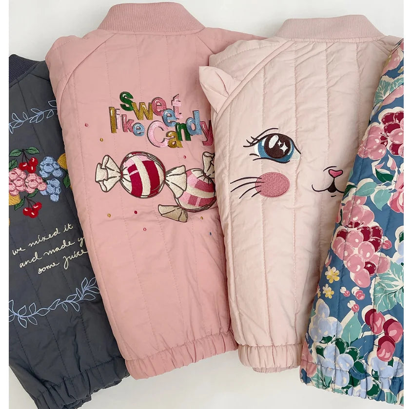 Children's Jacket 2026 Winter New Printed Cute Fleece Thermal Girls Jacket Cotton Thickened Windproof Boys Baby Cotton Clothes
