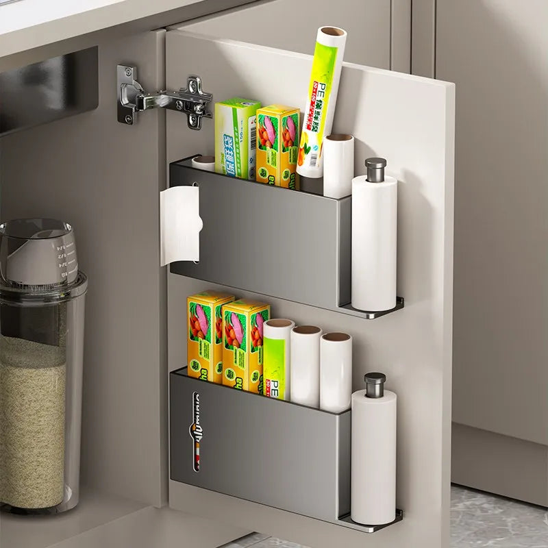 Kitchen Paper Towel Holder Adhesive Tissue Hanger Punch-Free Roll Paper Dispenser Cabinet Storage Napkin Rack