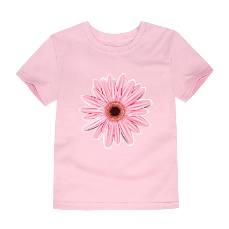 Child Kids Tshirts for Girls Clothes 2024 New Summer Pink Red Blue Luxury Toddler Girl T Shirt Kawaii Unicorn Flower Korean Tees