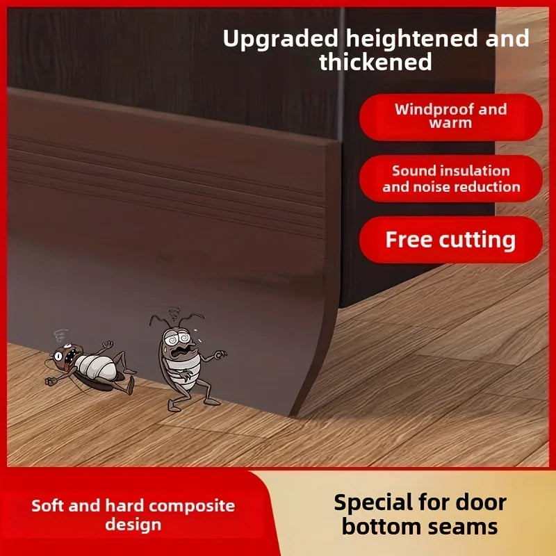 YITAPE 1M Thickened Door Bottom Seal Strip Self-Adhesive Silicone Rubber Weatherstrip Soundproof Windproof Dustproof Gap Sealer