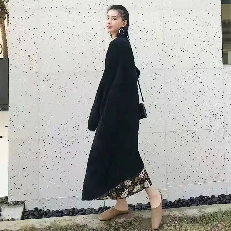 white Long Cardigan for women 2026 new winter clothes Knitted fluffy long sleeve Cashmere sweater coat korean style warm vintage