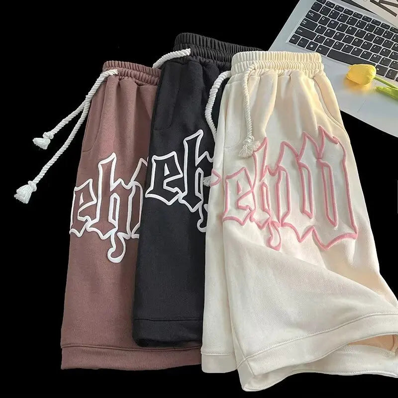 Casual Y2k Summer Women and Men Clothing Goth Letter Pants Harajuku Oversize Sweat Gym Shorts Korean Streetwear Sportswear Short