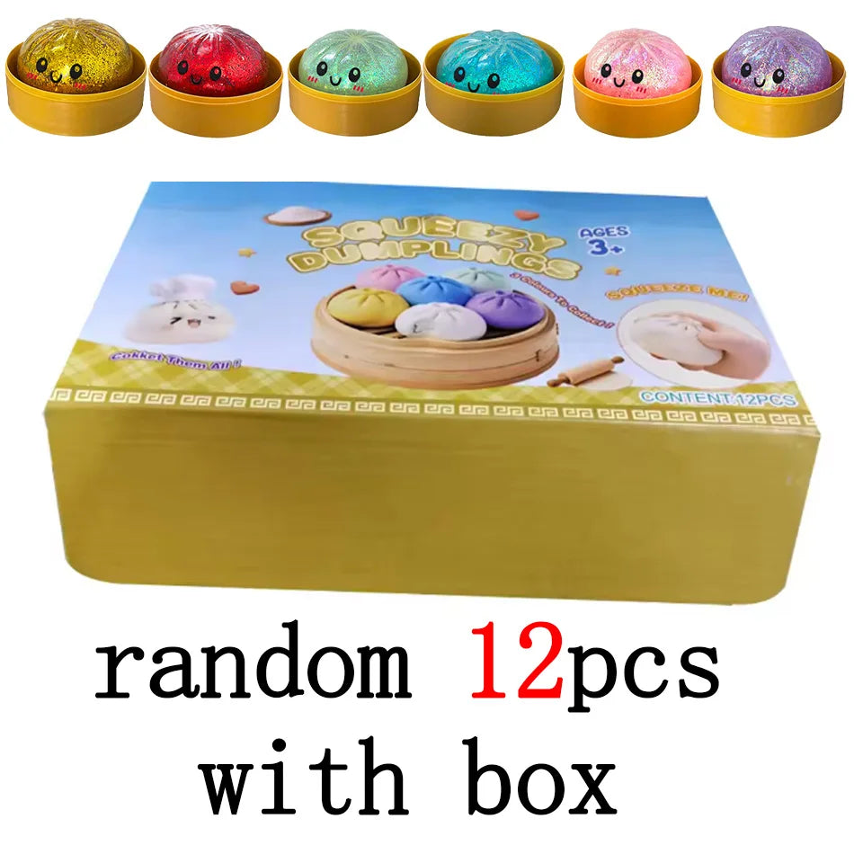 Glitter Dumpling Glitter Dumpling Squishy with Box Dumplings Sensory Squeeze Toy for Stress Relief