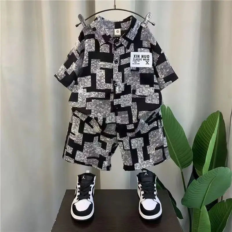 2025 New Children's Set Children's Top and Bottom Clothes Set Two Pieces Summer Outfit for Kids Boys Girls Loungewear Outfit