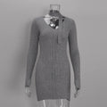Dress with New Ribbed Mini Detachable Neck Scarf Design for Women's Elegant Outdoor Short Skirt