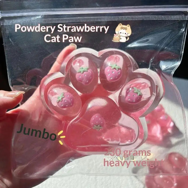 Cute Paw Sequins Maltose Pinch Toy Pink Strawberry Paw Squeez Slow Rising Anti-Stress Toy Decompressi Gift Friend