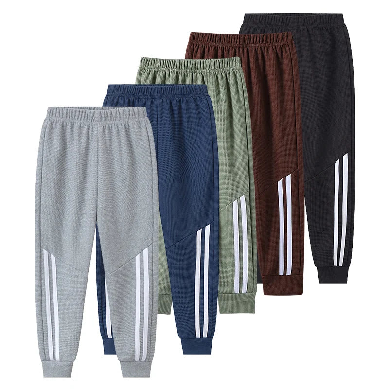 1/3 Piece Autumn And Winter Children's Waffle Solid Color Simple Basic Pants For Boys And Girls Sports And Casual Sweatpants