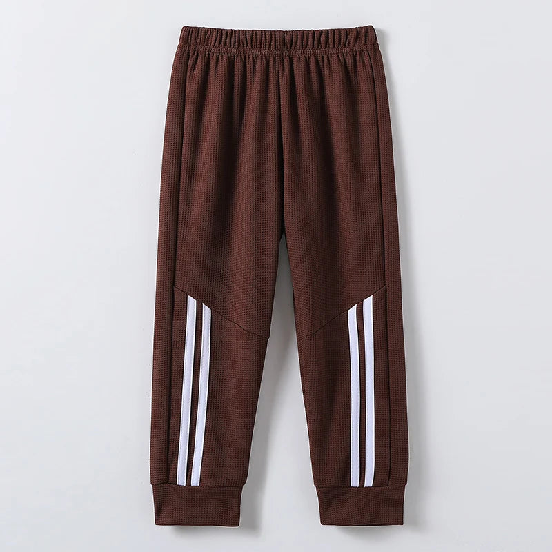 1/3 Piece Autumn And Winter Children's Waffle Solid Color Simple Basic Pants For Boys And Girls Sports And Casual Sweatpants