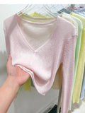 Korean Cardigan Women Thin Summer Casual Solid Feminino Sun-proof All-match Knitted V-neck Sweet Style Candy Color Basic Daily