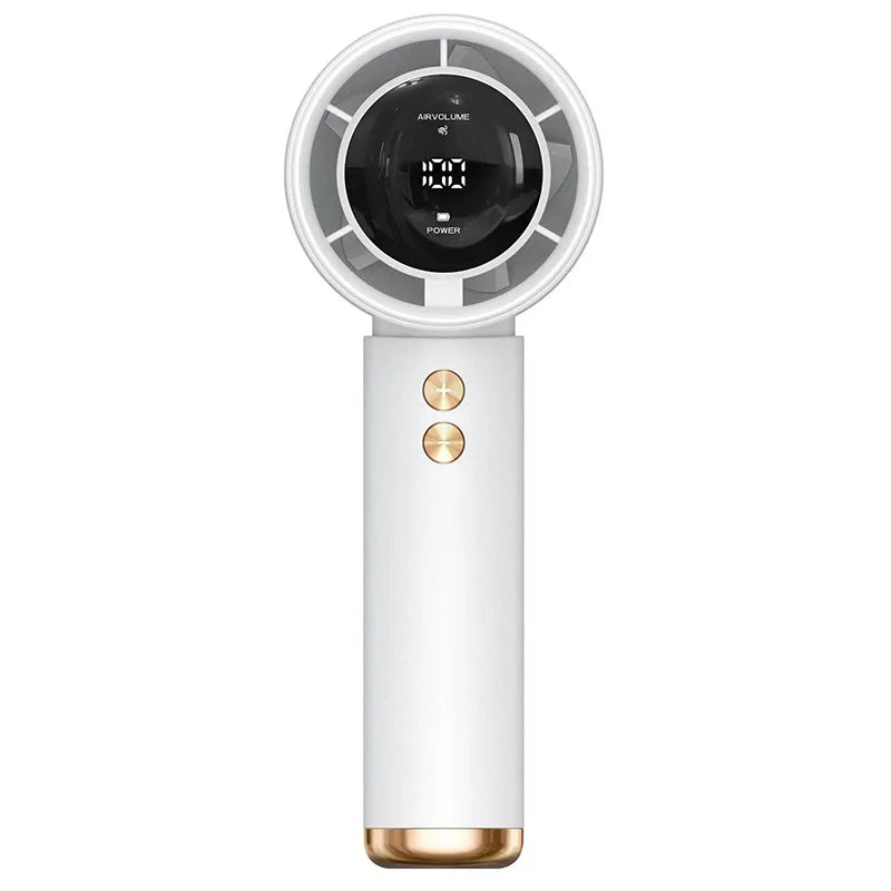 USB Rechargeable Turbo Fan Portable Handheld Mini Air Cooler LED Display Quiet Cooling for Outdoor Travel Office Desk Home Use