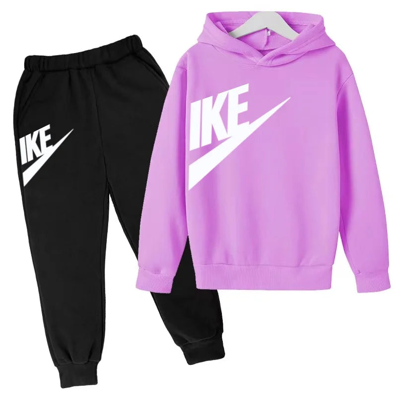 Kids Autumn Hoodie Letters Sports Pullover 3-12Years Coat Sweatshirt+Trousers Boy Girl Birthday Gift Clothes Leisure Fashion Set