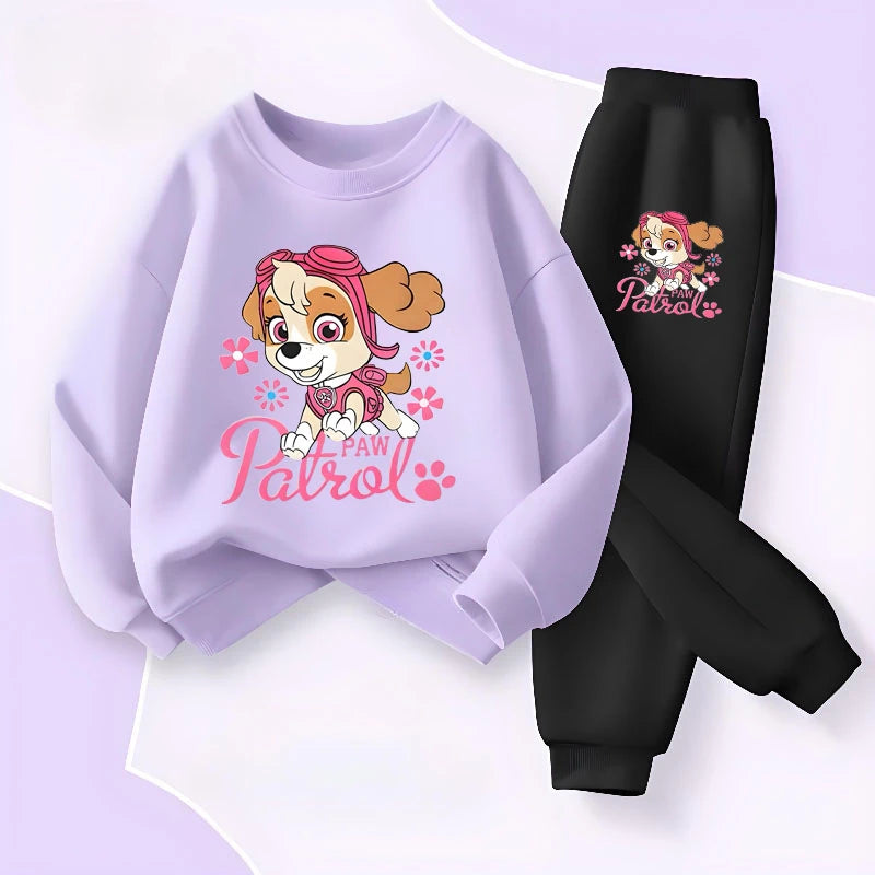 Spring New PAW Patrol Long Sleeved Girls' Top Long Pant Two Piece Suit Children's Casual Hoodies Sets Kids Casual Sweatsuit