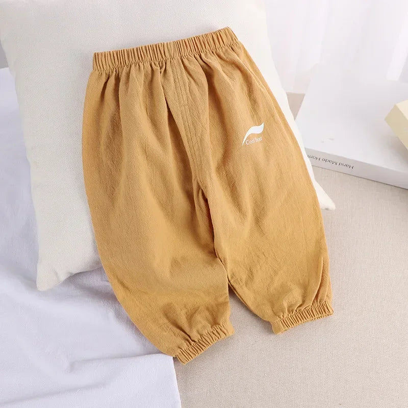 2024 New Children's Pants Summer Baby Boys and Girls Trousers Cotton and Linen Pants