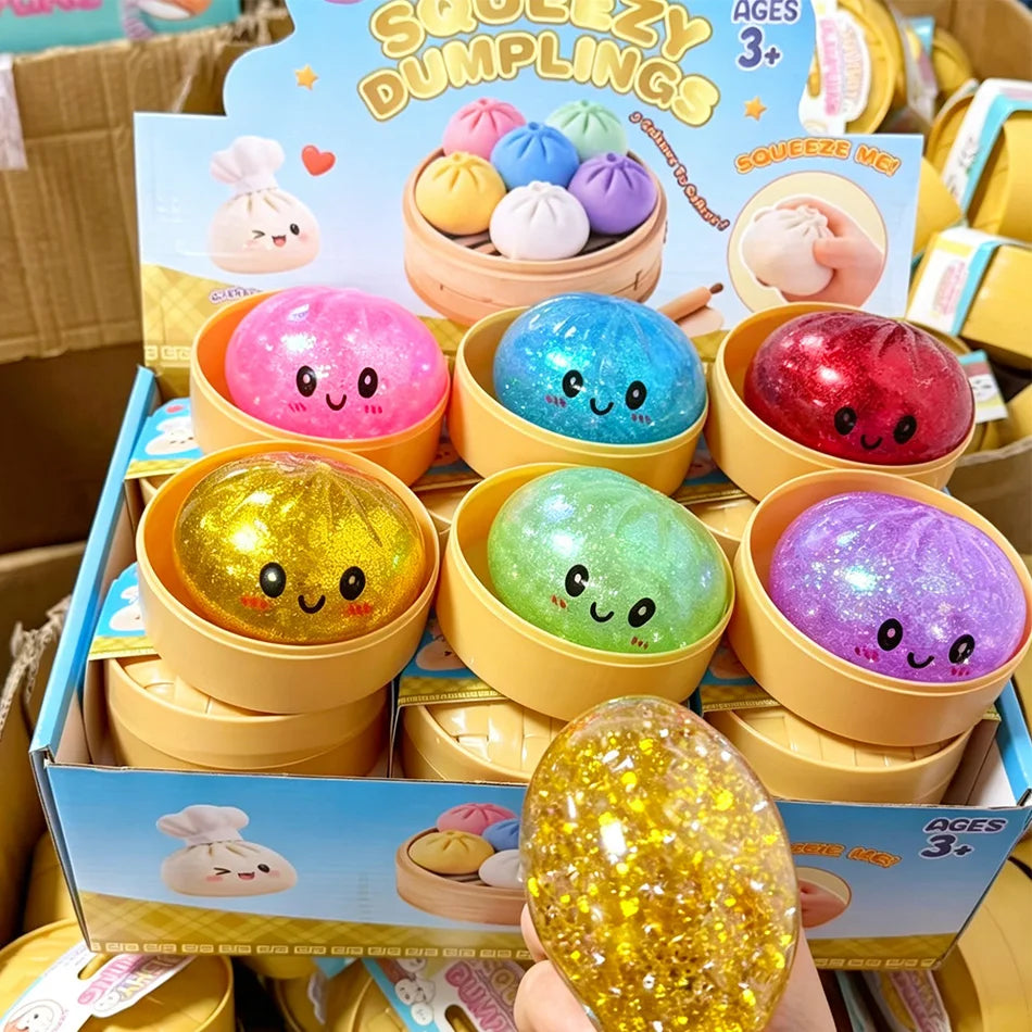 Glitter Dumpling Glitter Dumpling Squishy with Box Dumplings Sensory Squeeze Toy for Stress Relief
