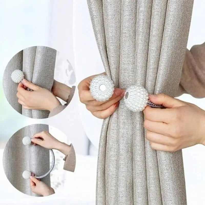 4/2/1Pcs Pearl Magnetic Curtain Clip Curtain Holders Tie Back Buckle Clips Hanging Ball Buckle Tie Back Curtain Decor Accessorie