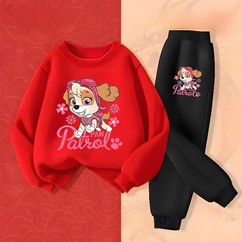Spring New PAW Patrol Long Sleeved Girls' Top Long Pant Two Piece Suit Children's Casual Hoodies Sets Kids Casual Sweatsuit