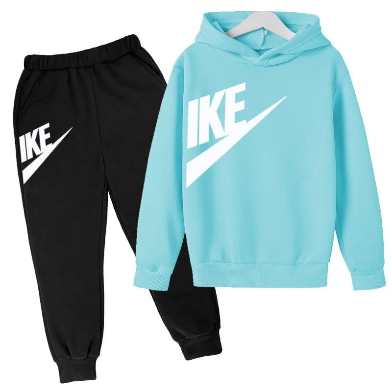 Kids Autumn Hoodie Letters Sports Pullover 3-12Years Coat Sweatshirt+Trousers Boy Girl Birthday Gift Clothes Leisure Fashion Set