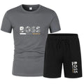 2026 Summer Men's Suit Casual Sports Short Sleeve Print Set Shirt Shorts Fitness Sports Outfit Breathable Gym Tracksuit 2 Piece
