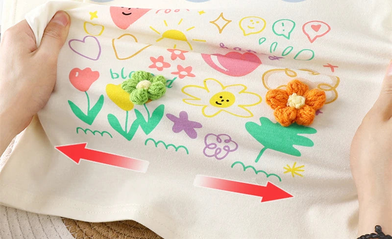 18M-9T summer children kids girls fashion cartoon cotton short sleeve stretch T shirt