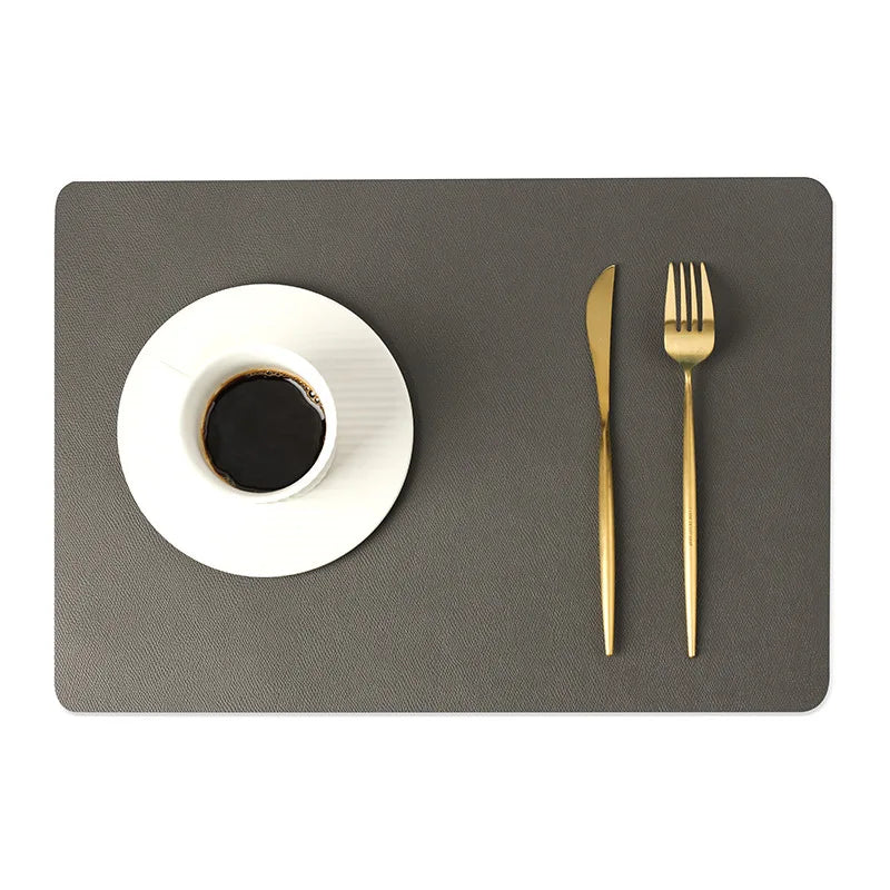 INS Nordic Solid Double Sides Leather Dining Mat Heat Insulation Placemat Home Waterproof Oil Proof Hotel Rectangle Pad
