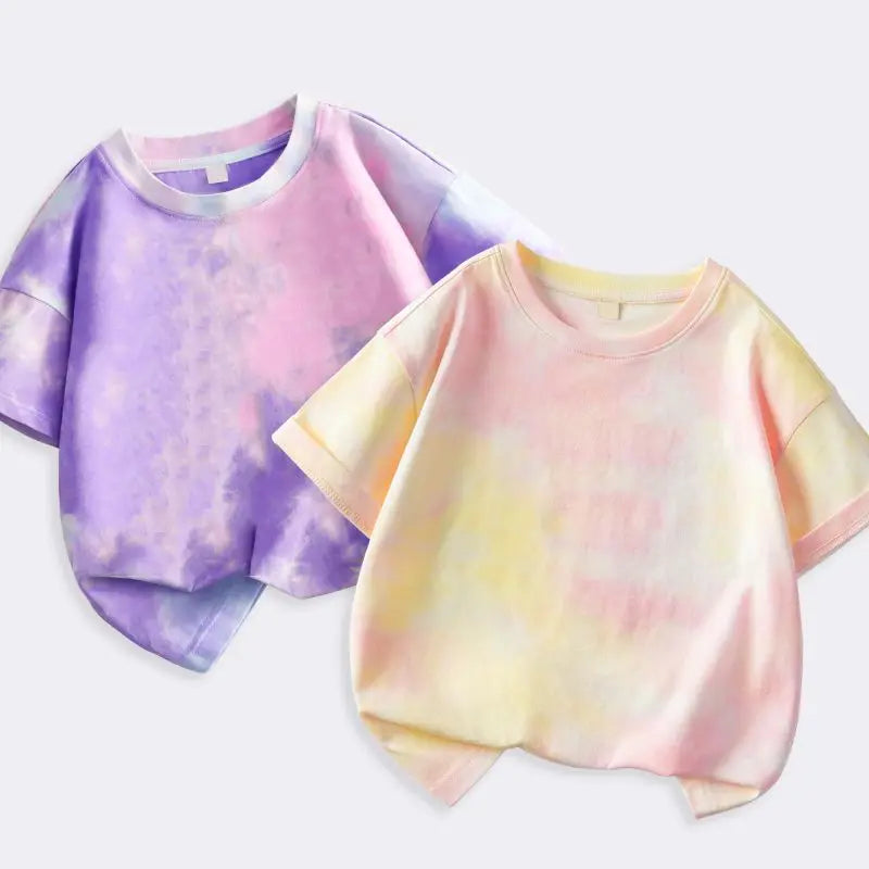 1pcs Kids Summer Short Sleeve Tees Child Tie-dye Fashion T-shirt Baby Boys And Girls Clothes Children Comfortable Leisure Tops
