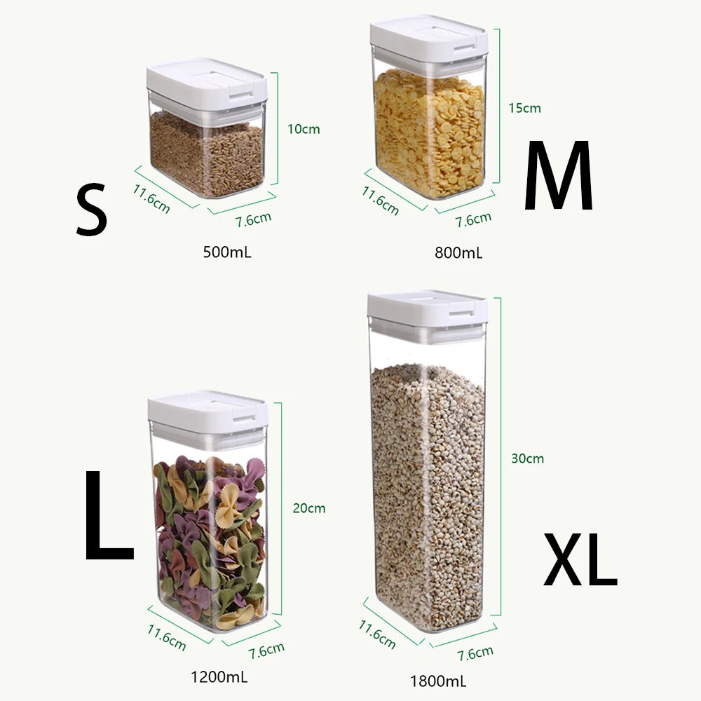 Clear Plastic Storage Jar with Airtight Seal for Kitchen Snacks Cereals Beans