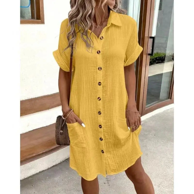 Fashion Casual Cotton Linen Style Dress Woman Short Sleeved Loose Dresses for Women Harajuku Long Shirts Ropa Mujer Vestido