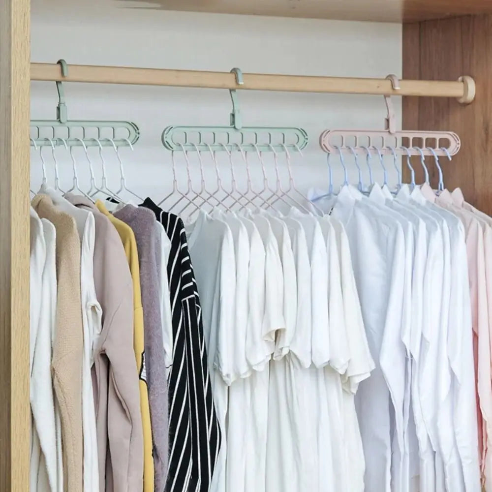 9-Hole Wardrobe Storage Rack Multifunctional Foldable Clothes Drying Rack Storage Clothes Rack Space-saving Clothes Hanger