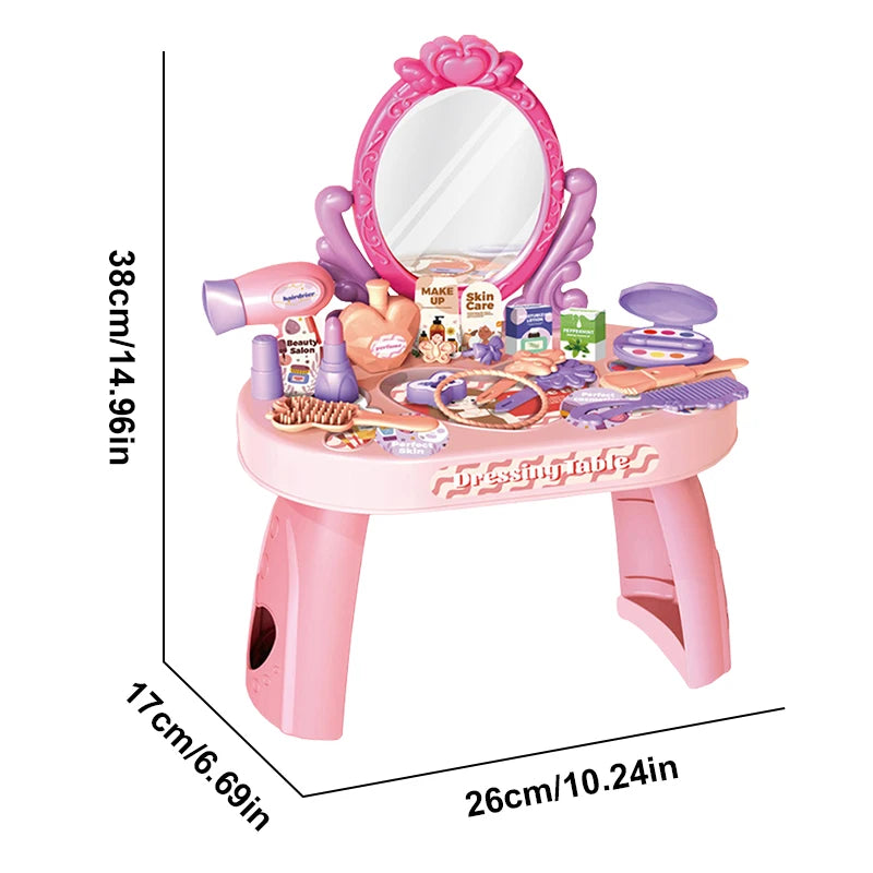 Play House Toy Simulated Dressing Table Diy Table and Stickers Girls Children'sPretending Makeup Toys for Kids New Year Gifts