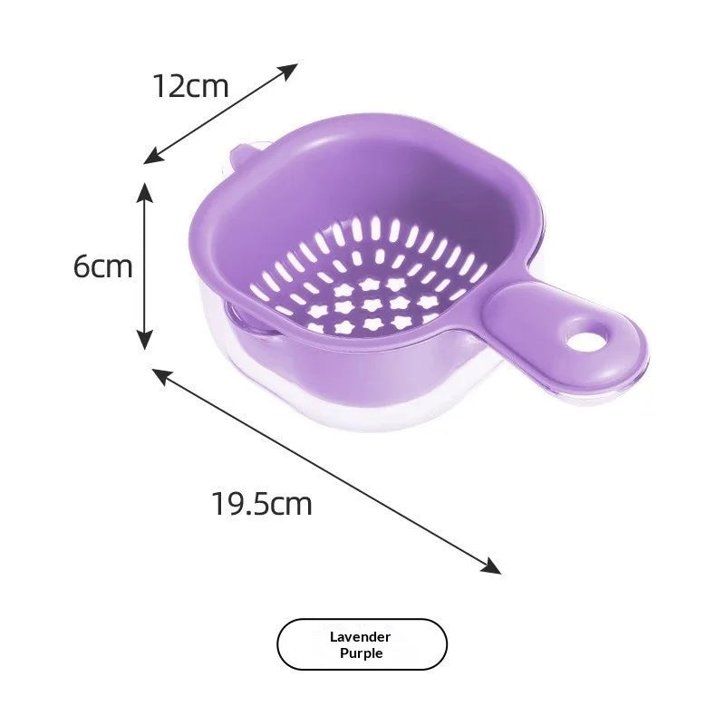 1pcs Dopamine Drainage Basket Fruit Washing Artifact Double-layer Food Grade Thick Wall Hanging Fruit Basket Kitchen