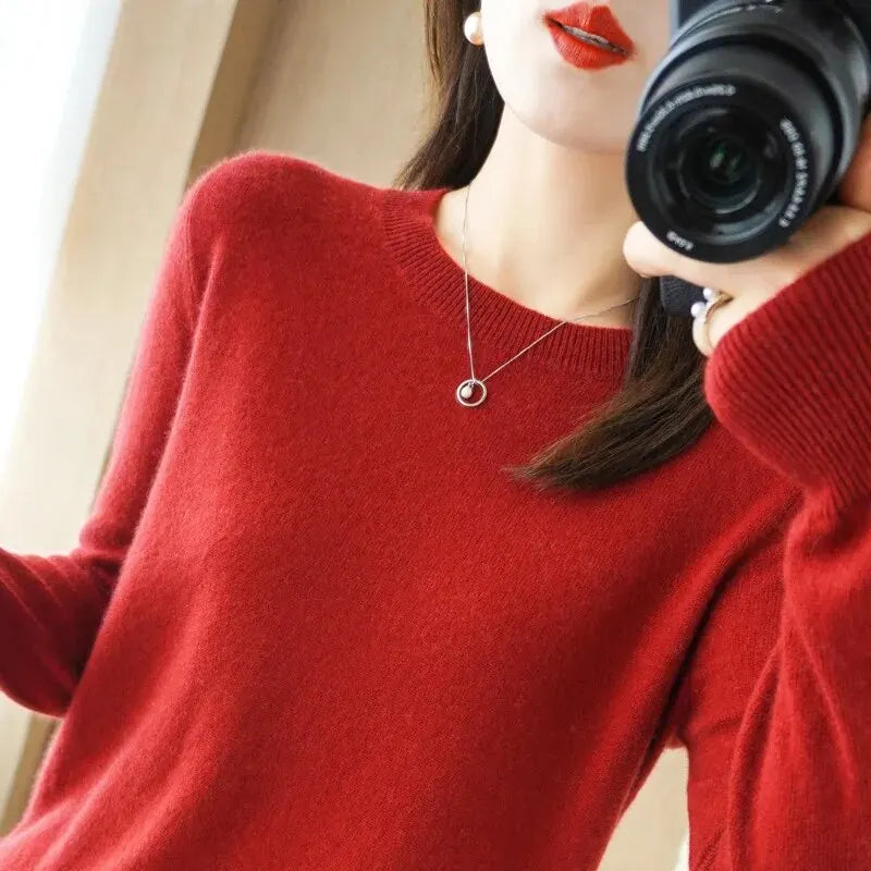Women Sweater O-neck Autumn Winter BasicPullover Warm Casual Pulls Jumpers Korean FashionSpring Knitwear Bottoming Shirt 2026