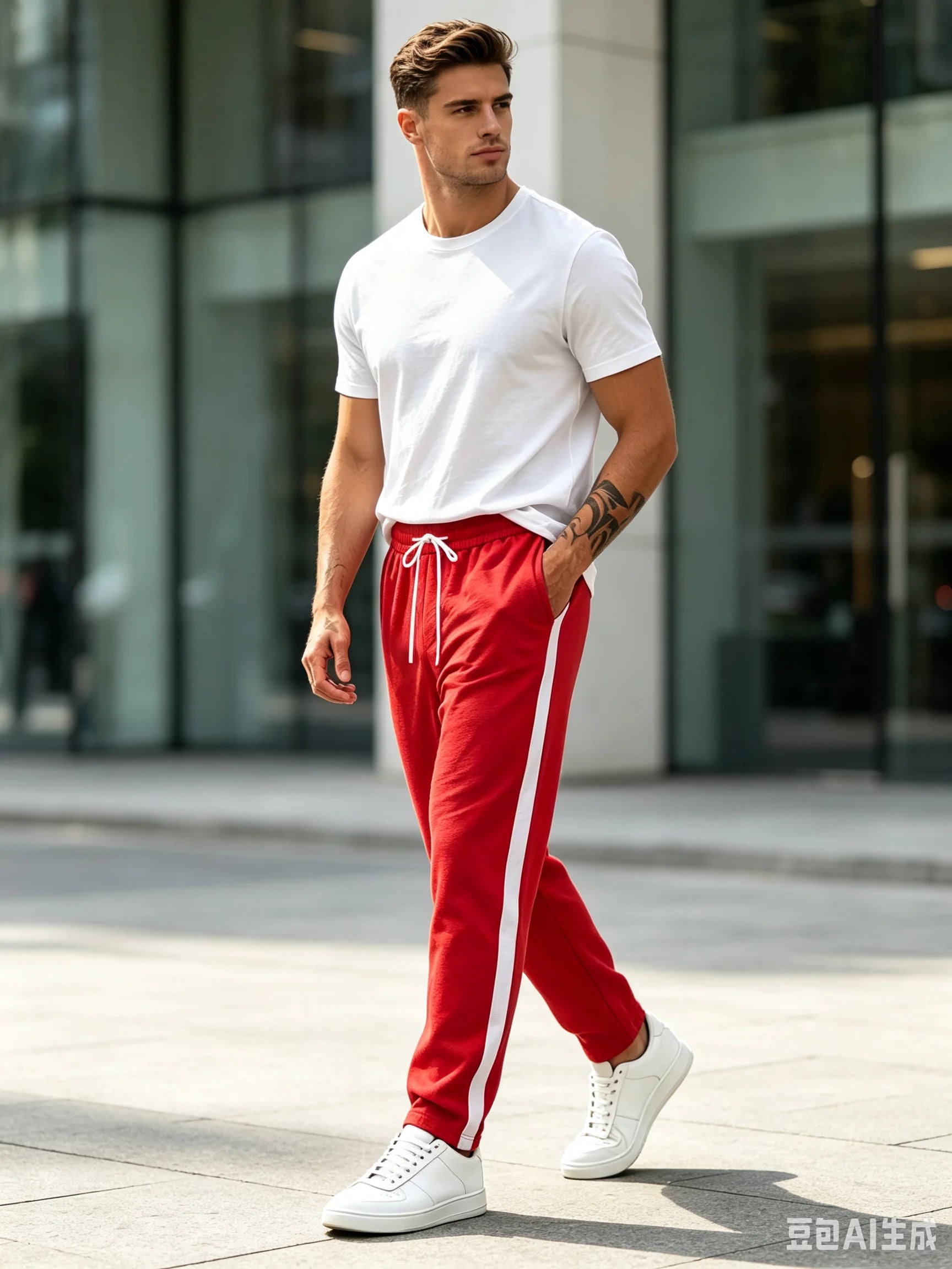Men's Sweatpants & Joggers: Side Stripe Straight Pants w/ Elastic Waist & Pkt, Soft Loose Fit for Sports, Street & Daily Use